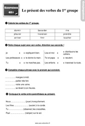 Présent des verbes du 1er groupe - Exercices, révisions : 2eme Primaire - PDF à imprimer