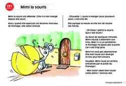 Mimi la souris - Lecture compréhension - Histoire illustrée - Niveau 1 : 2eme Primaire - PDF à imprimer