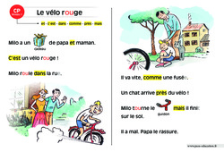 Le vélo rouge - Lecture compréhension - Histoire illustrée - Niveau 1 : 1ere Primaire - PDF à imprimer