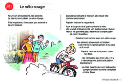 Le vélo rouge - Lecture compréhension - Histoire illustrée - Niveau 1 : 2eme Primaire - PDF à imprimer