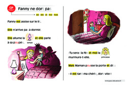 Fanny ne dort pas - Lecture compréhension - Histoire illustrée - Niveau 1 : 1ere Primaire - PDF à imprimer