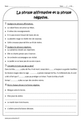 Phrase négative et affirmative - Exercices sur les formes de phrases : 3eme Primaire - PDF à imprimer