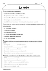 Verbe - Exercices corrigés - Grammaire : 3eme Primaire - PDF à imprimer