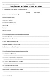 Phrases verbales - Phrases non verbales - Exercices corrigés : 6eme Primaire - PDF à imprimer