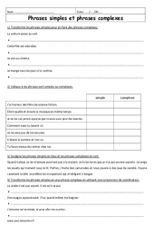 Phrases complexes - Phrases simples - Exercices  : 6eme Primaire - PDF à imprimer