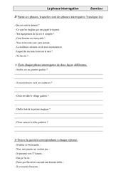 Phrase interrogative - Exercices - Grammaire : 4eme Primaire - PDF à imprimer