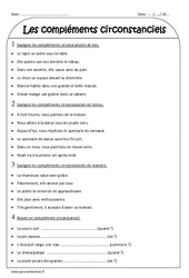 Compléments circonstanciels - Exercices corrigés : 3eme Primaire - PDF à imprimer