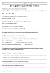Proposition subordonnée relative - Exercices corrigés : 6eme Primaire - PDF à imprimer