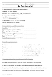 Fonction sujet - Exercices corrigés : 6eme Primaire - PDF à imprimer