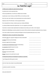 Fonction sujet - Exercices  : 6eme Primaire - PDF à imprimer