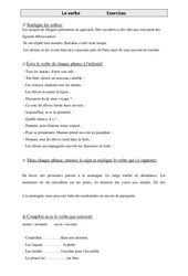 Verbe - Exercices - Grammaire : 4eme Primaire - PDF à imprimer