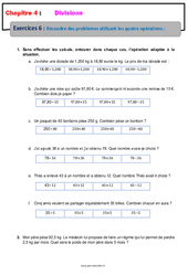 Résoudre des problèmes utilisant les quatre opérations - Révisions - Exercices avec correction : 6eme Primaire - PDF à imprimer