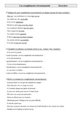 Compléments circonstanciels - Exercices : 4eme Primaire - PDF à imprimer