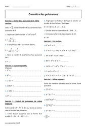 Exercice Puissances - Exercices corrigés  : 2eme Secondaire - PDF à imprimer