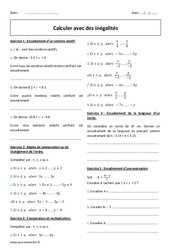 Inégalités - Calculs - Exercices  : 2eme Secondaire - PDF à imprimer