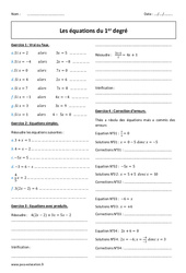 Equations du 1er degré - Exercices corrigés : 2eme Secondaire - PDF à imprimer