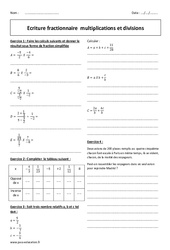 Ecriture fractionnaire - Multiplications et divisions - Exercices : 2eme Secondaire - PDF à imprimer