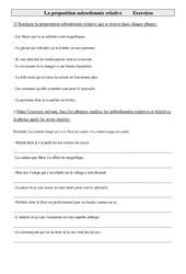 Proposition subordonnée relative - Exercices - Grammaire : 4eme Primaire - PDF à imprimer