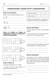 Calculer une  proportionnelle - Exercices de  sur la proportionnalité : 2eme Secondaire - PDF à imprimer