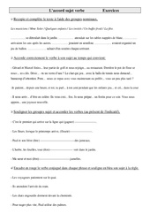 Accord sujet verbe - Exercices - Grammaire : 4eme Primaire - PDF à imprimer