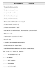 Groupe sujet - Exercices - Grammaire : 4eme Primaire - PDF à imprimer