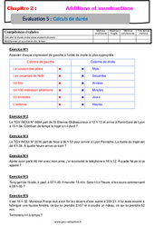 Examen Calculs de durée - Examen Evaluation avec la correction : 6eme Primaire - PDF à imprimer