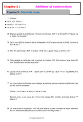 Calculs de durée - Exercices avec correction - Addition et soustraction des nombres décimaux : 6eme Primaire - PDF à imprimer