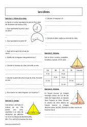 Cônes - Exercices  : 2eme Secondaire - PDF à imprimer
