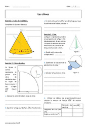 Cônes - Exercices avec correction : 2eme Secondaire - PDF à imprimer