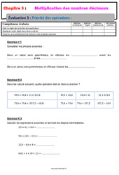 Priorité des opérations - Examen Evaluation, bilan, contrôle avec la correction : 6eme Primaire - PDF à imprimer