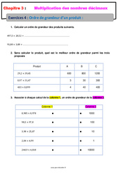 Ordre de grandeur d’un produit - Révisions - Exercices avec correction - Multiplication des nombres décimaux : 6eme Primaire - PDF à imprimer