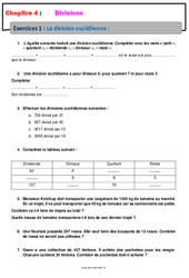 La division euclidienne - Révisions - Exercices avec correction - Divisions : 6eme Primaire - PDF à imprimer