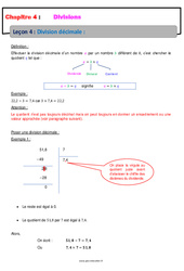 Division décimale - Cours - Divisions : 6eme Primaire - PDF à imprimer