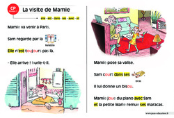 La visite de Mamie - Lecture compréhension - Histoire illustrée - Niveau 1 : 1ere Primaire - PDF à imprimer
