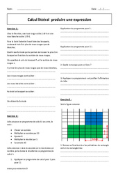 Calcul littéral - Produire une expression - Exercices  : 1ere Secondaire - PDF à imprimer