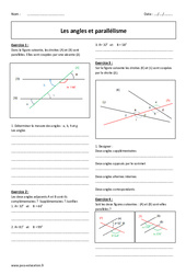 Angles - Parallélisme - Exercices corrigés : 1ere Secondaire - PDF à imprimer