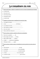 Complément du nom - Exercices corrigés : 3eme Primaire - PDF à imprimer