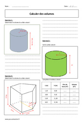 Volumes - Exercices corrigés - Calcul : 1ere Secondaire - PDF à imprimer