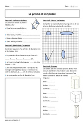Prisme - Cylindre - Exercices corrigés : 1ere Secondaire - PDF à imprimer
