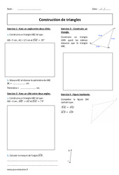 Triangles - Exercices  : 1ere Secondaire - PDF à imprimer