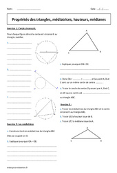 Triangles - Exercices corrigés sur la médiatrice, hauteur, médiane : 1ere Secondaire