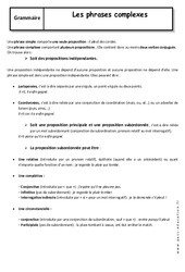 Phrases simples et phrases complexes - Cours : 3eme Secondaire - PDF à imprimer