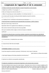Expression - Opposition - Concession - Exercices   : 3eme Secondaire - PDF à imprimer