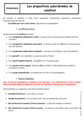 Propositions subordonnées de condition - Cours : 3eme Secondaire - PDF à imprimer