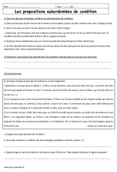 Propositions subordonnées circonstanciels de condition - Exercices  : 3eme Secondaire - PDF à imprimer