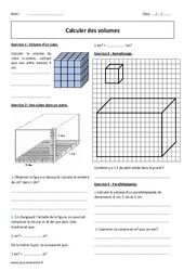 Calculer des volumes - Exercices  : 6eme Primaire - PDF à imprimer