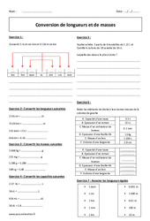 Conversion de longueurs et de masses - Exercices  : 6eme Primaire - PDF à imprimer
