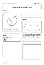 Construction au compas - Cercle - Exercices avec correction : 6eme Primaire - PDF à imprimer