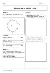 Cercle - Construction au compas - Exercices corrigés : 6eme Primaire - PDF à imprimer