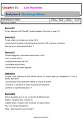 Situations problèmes - Examen Evaluation, bilan, contrôle avec la correction - Les fractions : 6eme Primaire - PDF à imprimer